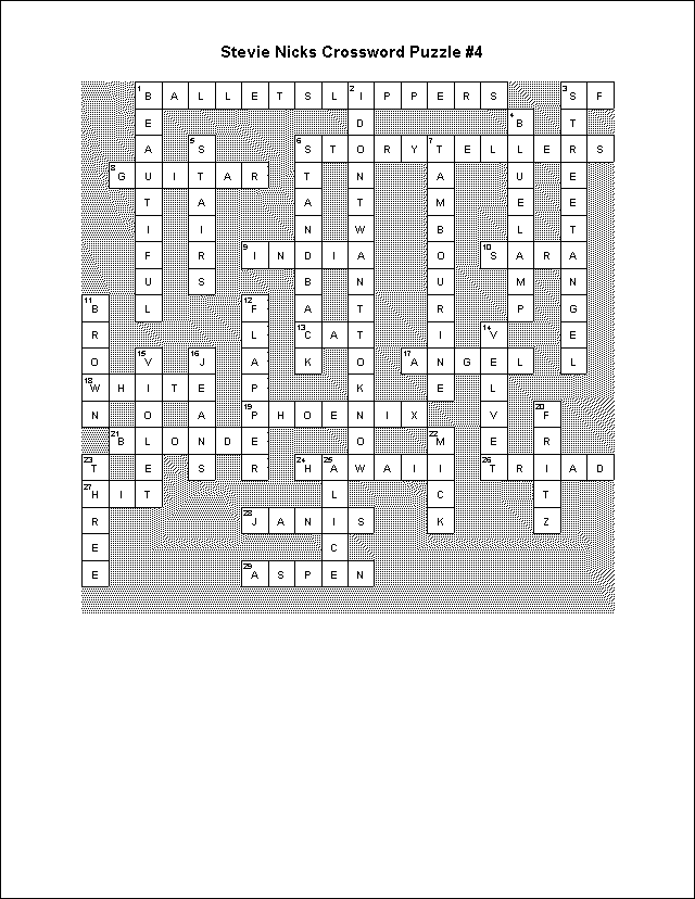 Crossword Puzzle Answers