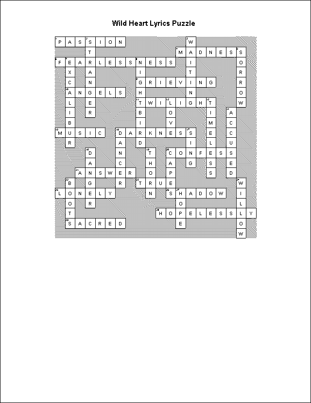 Crossword Puzzle Answers