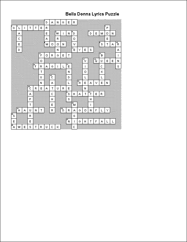 Crossword Puzzle Answers